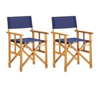 Lot de 2 chaise vidaxl H. 88 cm pliable exterieur en acacia bleu bleu G
