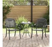 Lot de 2 chaise vidaxl H. 91 cm non pliable en aluminium exterieur noir Noir G