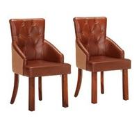 vidaXL 2X Chaises de Salle à Manger Chaises de Cuisine Chaises à Dîner Sièges de Salle à Manger Cuisine Intérieur Marron Cuir de Chèvre Véritable