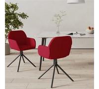 vidaXL Chaises pivotantes à manger lot de 2 Rouge bordeaux Velours