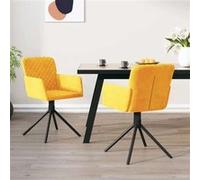 vidaXL Chaises pivotantes de salle à manger 2 pcs Jaune Velours 344797