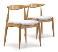 Pack 2 chaises Corzo, Couleur Chêne, Bois Massif, 52,5 cm x 50 cm x 74.5 cm