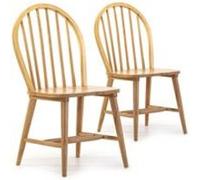 Pack 2 chaises Clarck Couleur Chêne, Bois Massif, 48 cm x 48 cm x 92 cm