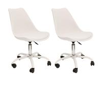 Lot de 2 Chaises à Roulettes "Kiruna" 92cm Blanc
