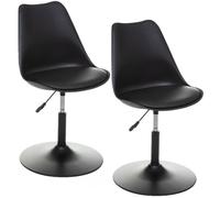 - Lot de 2 Chaises ajustable en hauteur en polypropylène avec coussin - Noir - Aiko