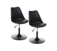 Lot de 2 Chaises ajustable en hauteur en polypropylène avec coussin - Noir