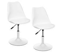 Lot de 2 Chaises ajustables en hauteur en polypropylène avec coussin - Blanc