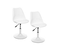 Lot de 2 Chaises ajustables en hauteur en polypropylène avec coussin - Blanc