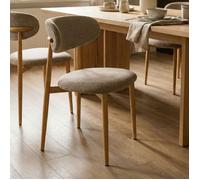 IDIMEX Lot de 2 Chaises Ariel en Tissu Beige, Chaise de Salle à Manger et Cuisine au Look Moderne, Assise Rembourrée, Dossier Enveloppant et Confortable, Pieds en Métal Effet Bois