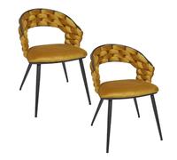 Lot de 2 chaises assise tressée LUND - Jaune