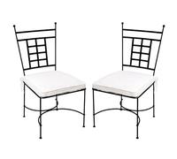 Lot de 2 chaises de jardin de style méditerranéen, modèle Athènes, en fer noir, 107 cm