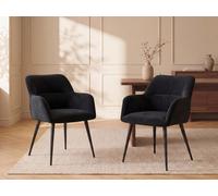 Lot de 2 chaises avec accoudoirs en tissu et métal - Noir - HEKA