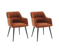 Lot de 2 chaises avec accoudoirs en tissu et métal noir - Terracotta - HEKA