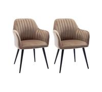 Vente-unique - Lot de 2 chaises Eleana avec accoudoirs - Velours Beige Doux et élégant, Structure en métal Noir, Design Moderne et Confortable, idéal Salle à Manger, Salon ou Bureau, Assise Stable
