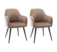 Vente-unique - Lot de 2 chaises Eleana avec accoudoirs - Velours Beige Doux et élégant, Structure en métal Noir, Design Moderne et Confortable, idéal Salle à Manger, Salon ou Bureau, Assise Stable