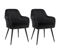Lot de 2 chaises avec accoudoirs en velours et métal - Noir - ELEANA