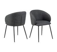 Lot de 2 chaises avec accoudoirs SÖREN - Gris anthracite avec pieds noirs