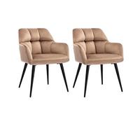 Lot de 2 chaises avec accoudoirs - Velours et métal - Beige - PEGA