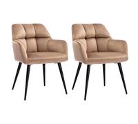 Lot de 2 chaises avec accoudoirs - Velours et métal - Beige - PEGA