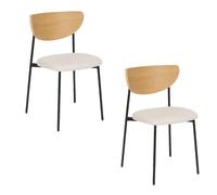 Atmosphera - Lot de 2 Chaises de Bureau Jaisa - Beige et Bois Clair - L 50 x P 50 x H 81 cm - Assise Tissu, Pieds Acier - pour Bureau, Chambre, Salon