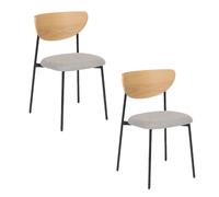 Atmosphera - Lot de 2 Chaises Jaisa - Gris et Effet Chêne - L 50 x P 50 x H 81 cm - Pieds en Acier - pour Bureau, Salle à Manger