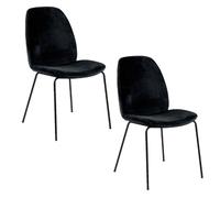 Lot de 2 chaises Billie en velours et métal - Noir