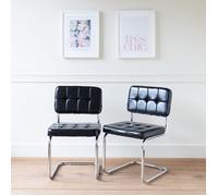 Lot de 2 chaises cantilever en simili noir MARIA