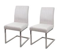 Lot de 2 chaises cantilever HWC-L14, chaise visiteur chaise de conférence, velours inox brossé crème-blanc