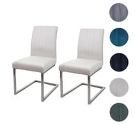 Lot de 2 chaises cantilever HWC-L14, chaise visiteur chaise de conférence, velours inox brossé crème-blanc