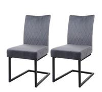 Lot de 2 chaises cantilever HWC-L15, chaise visiteur chaise de conférence, velours acier époxy gris foncé