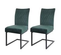Lot de 2 chaises cantilever HWC-L15, chaise visiteur chaise de conférence, velours acier époxy vert