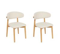 Lot de 2 chaises coloris blanc et structure en bois massif - Longueur 51 x Profondeur 56 x Hauteur 78 cm