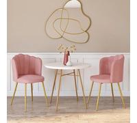 Lot de 2 chaises coquillage ADELLA rose en velours pieds dorés