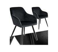 Chaise - TECTAKE - Lot de 2 chaises MARILYN effet velours style scandinave rembourrée, pieds acier noir, 58 x 62 x 82 cm - Noir