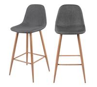 Lot de 2 chaises de bar 72.5 cm en tissu gris - Fredrik - Maison Pavane