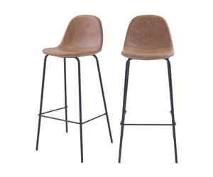 Lot de 2 chaises de bar 75 cm en cuir synthétique taupe - Henrik - Maison Pavane