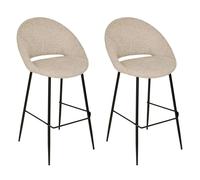 Tabouret de bar Amago haut tissu beige