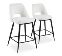 Menzzo Chaises de bar Bouclette Lot de 2 métal non pliable H 92 cm Crème & Noir