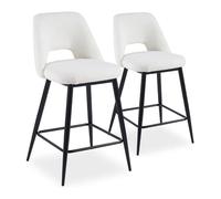 Lot de 2 Chaises de Bar ""Bouclette"" 92cm Crème & Noir