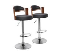 Lot de 2 Chaises de Bar David 90-110cm Noisette & Noir