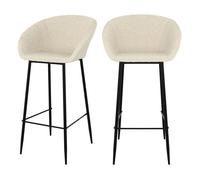 Lot de 2 chaises de bar effet laine bouclette blanche 75 cm - Marquise - Maison Pavane
