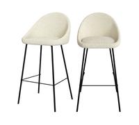 Lot de 2 chaises de bar en tissu bouclette blanche 75 cm - Misty - Maison Pavane