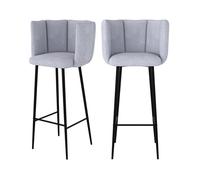 Lot de 2 chaises de bar en tissu gris clair 75 cm - Rosy - Maison Pavane