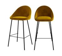 Lot de 2 chaises de bar en velours jaune 75 cm - Misty - Maison Pavane
