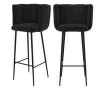 Lot de 2 chaises de bar en velours noir 75 cm - Rosy - Maison Pavane