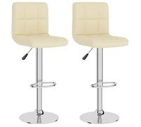 Lot de 2 Chaises de Bar HOME-MARKET - Tabourets Hauts - Tissu Crème - Réglables en Hauteur