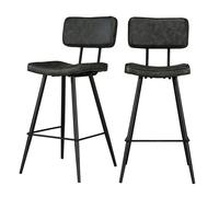 Lot de 2 chaises de bar mi-hauteur 66 cm en cuir synthétique gris/noir - Texas - Maison Pavane