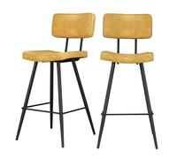 Lot de 2 chaises de bar mi-hauteur 66 cm en cuir synthétique jaune - Texas - Maison Pavane