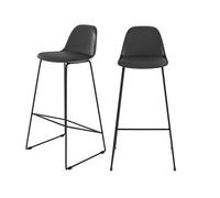 Lot de 2 chaises de bar noires 75 cm - Leni - Maison Pavane