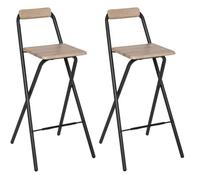 Lot de 2 chaises de bar pliantes - Noir et beige - Tabouret de bar Lou